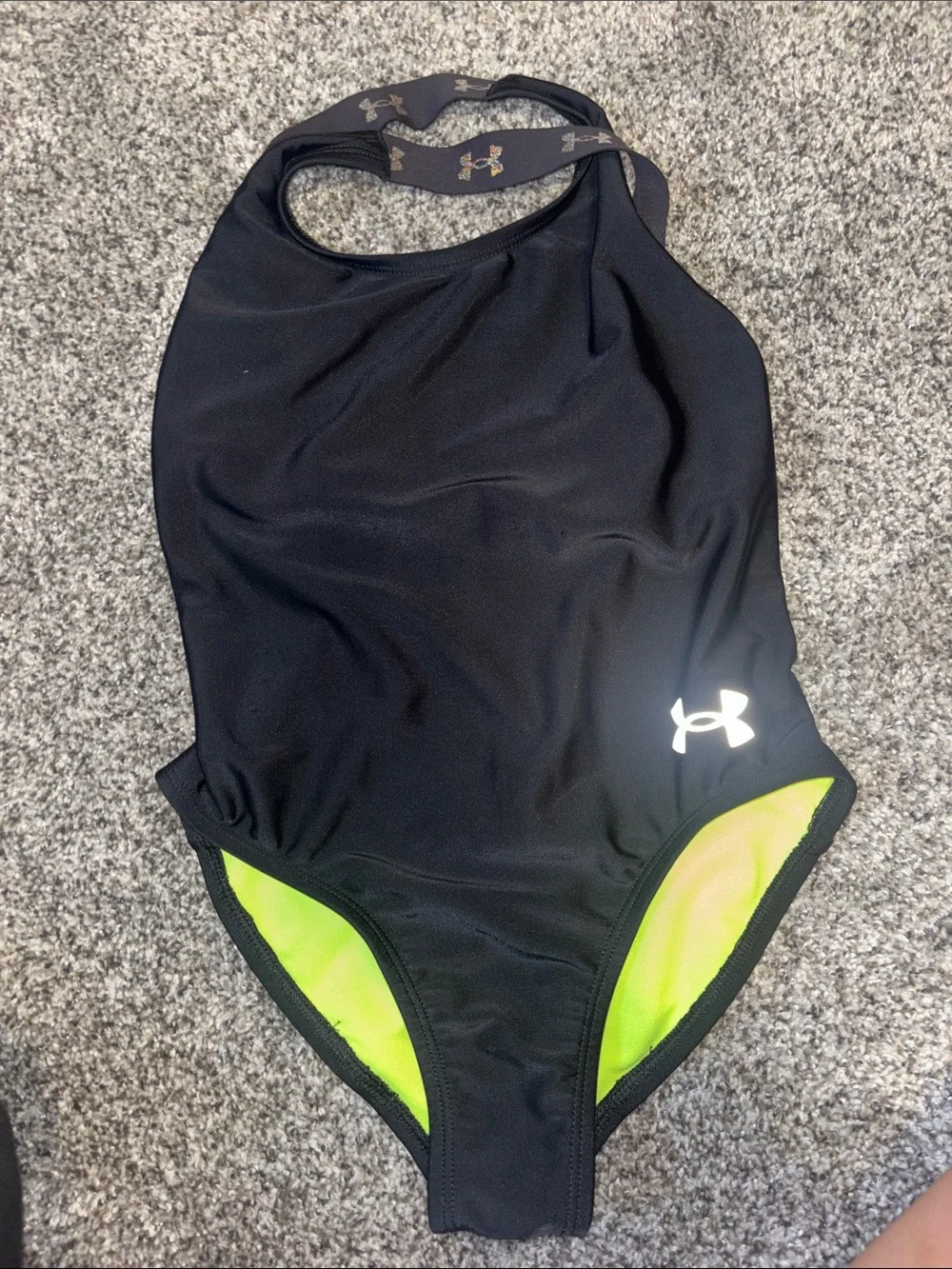 Under Armour Black One-Piece Swimsuit with Neon Yellow Trim